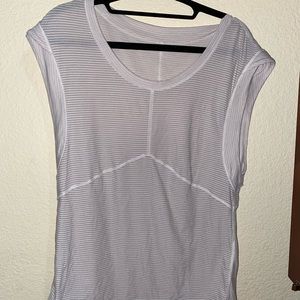 Lululemon white and grey striped athletic shirt